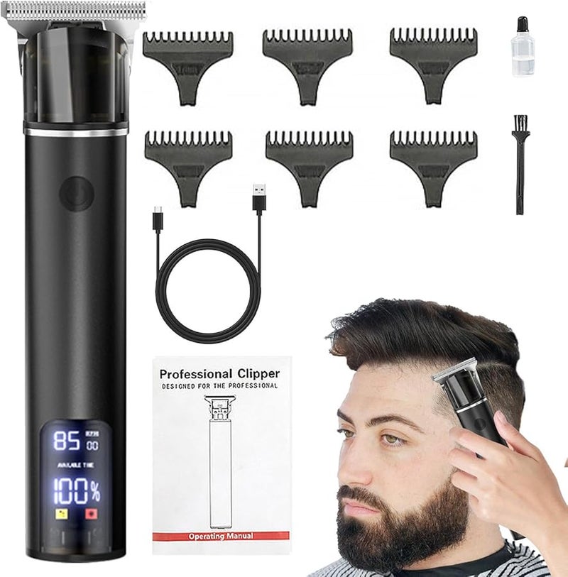 Black Suit Professional Hair Beard Trimmer Cordless Waterproof Rechargeable Electric Shaver - Image 1